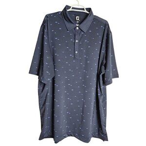 FootJoy FJ Mens Golf‎ Shirt 2XL Fish Animal Print Activewear Stretch Polo
